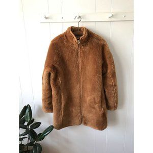 J.Crew Zip-up Faux Fur Teddy Coat Brown Size S